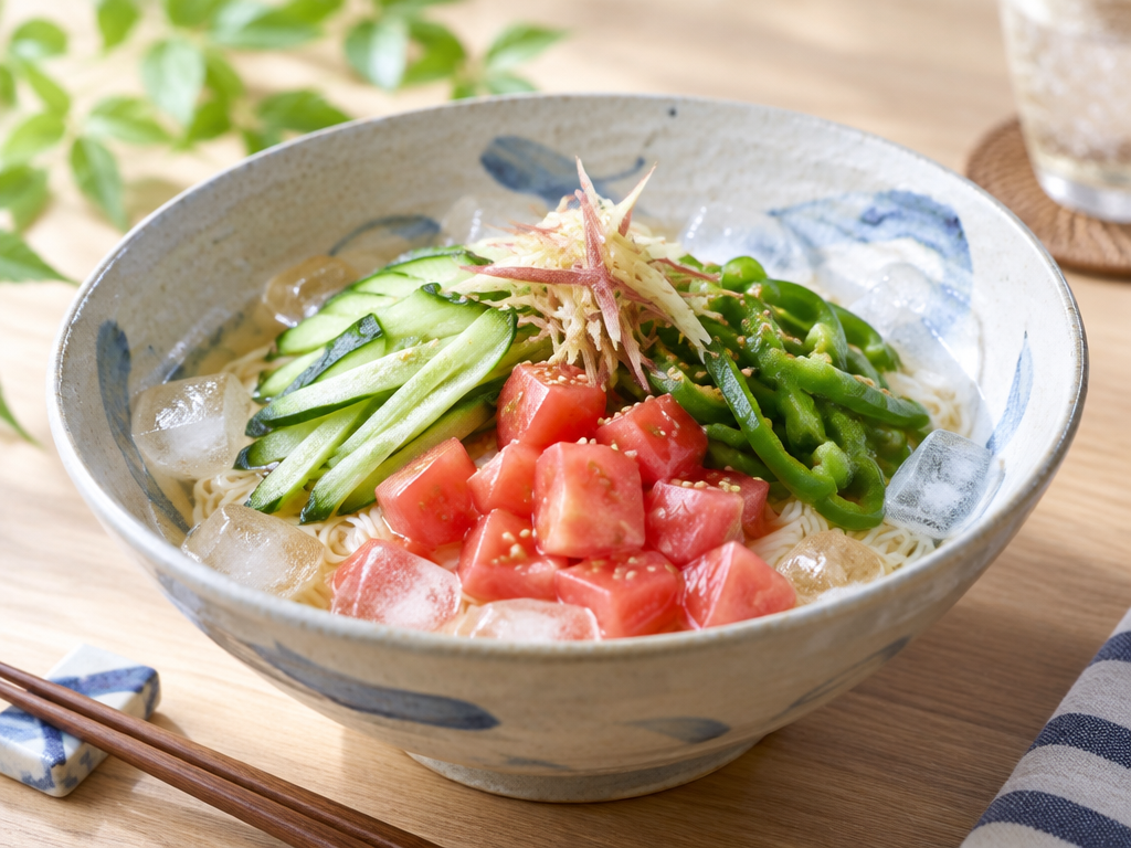 そうめんや冷やし麺は夏野菜をのせるだけで栄養バランスが整う